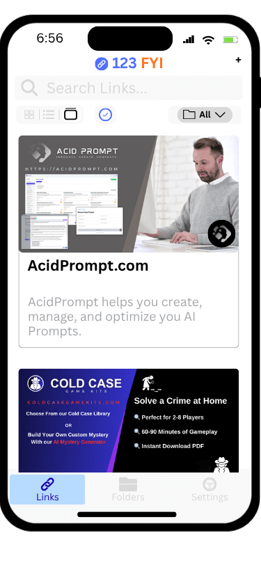 123FYI Card View - Rich card view with previews and metadata